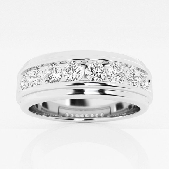 1 ctw Round Lab Grown Diamond Men Channel Set Wedding Band - Picture 1 of 4
